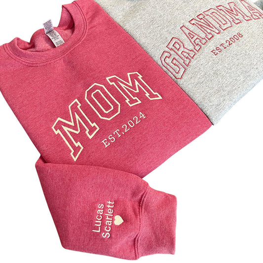 Custom Embroidered Mama/Grandma Sweatshirt/Hoodie