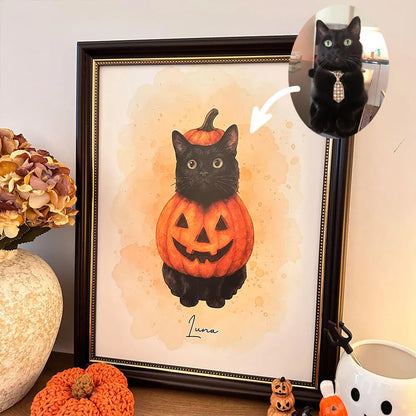 Marco de retrato de mascota personalizado con calabaza de Halloween | 2.º artículo con 20 % de descuento