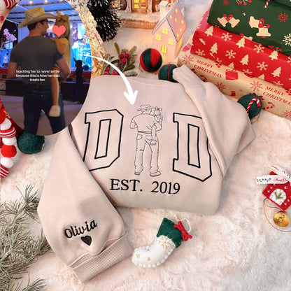 Sudadera con retrato de papá bordado personalizado | 20 % de descuento en el 2.º