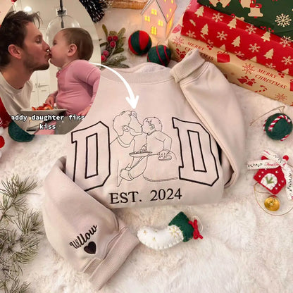 Sudadera con retrato de papá bordado personalizado | 20 % de descuento en el 2.º