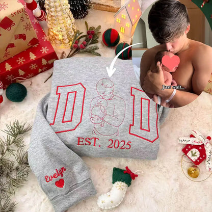 Sudadera con retrato de papá bordado personalizado | 20 % de descuento en el 2.º
