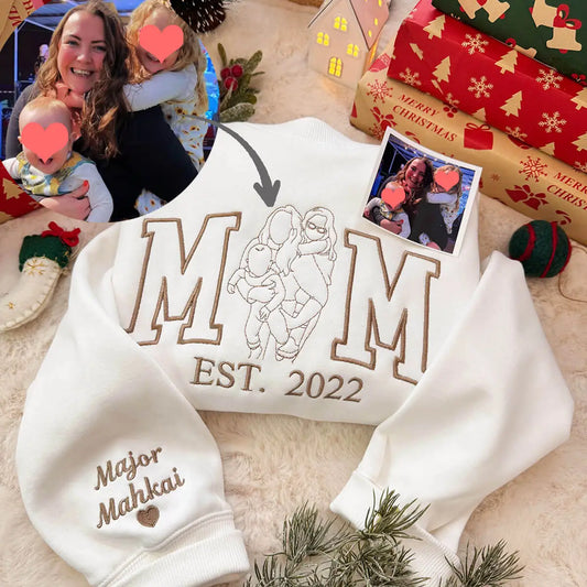 Custom Embroidered Mama Portrait Sweatshirt-The 2nd 20% OFF