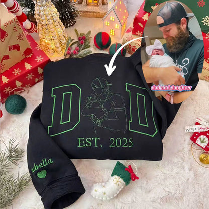 Sudadera con retrato de papá bordado personalizado | 20 % de descuento en el 2.º