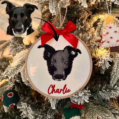 Embroidered Custom Pet Portrait Ornament-Pet Lover Christmas Gift