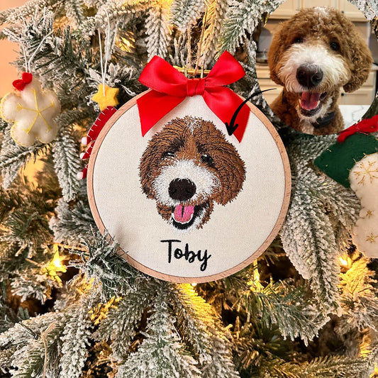 Embroidered Custom Pet Portrait Ornament-Pet Lover Christmas Gift