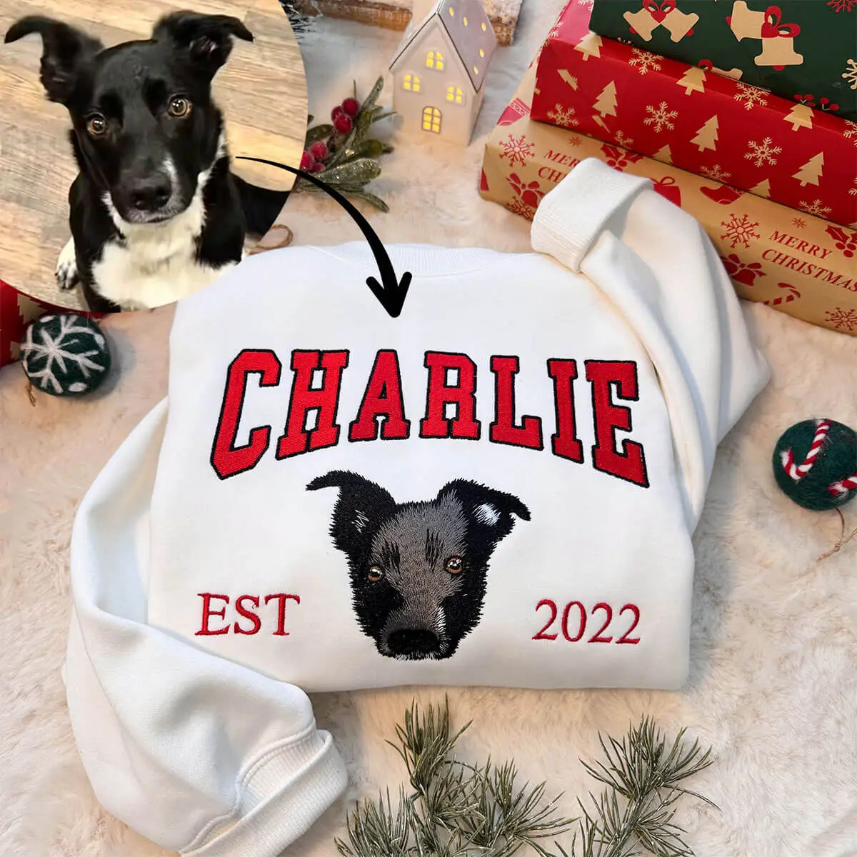 Custom Pet Portrait Embroidered Sweatshirt/T-shirt-The 2nd 20% OFF(any style)